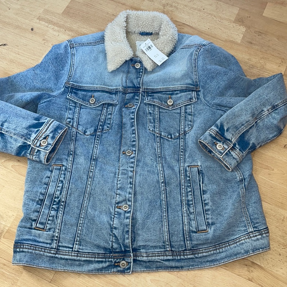 Hollister NEW fuzzy jean coat.